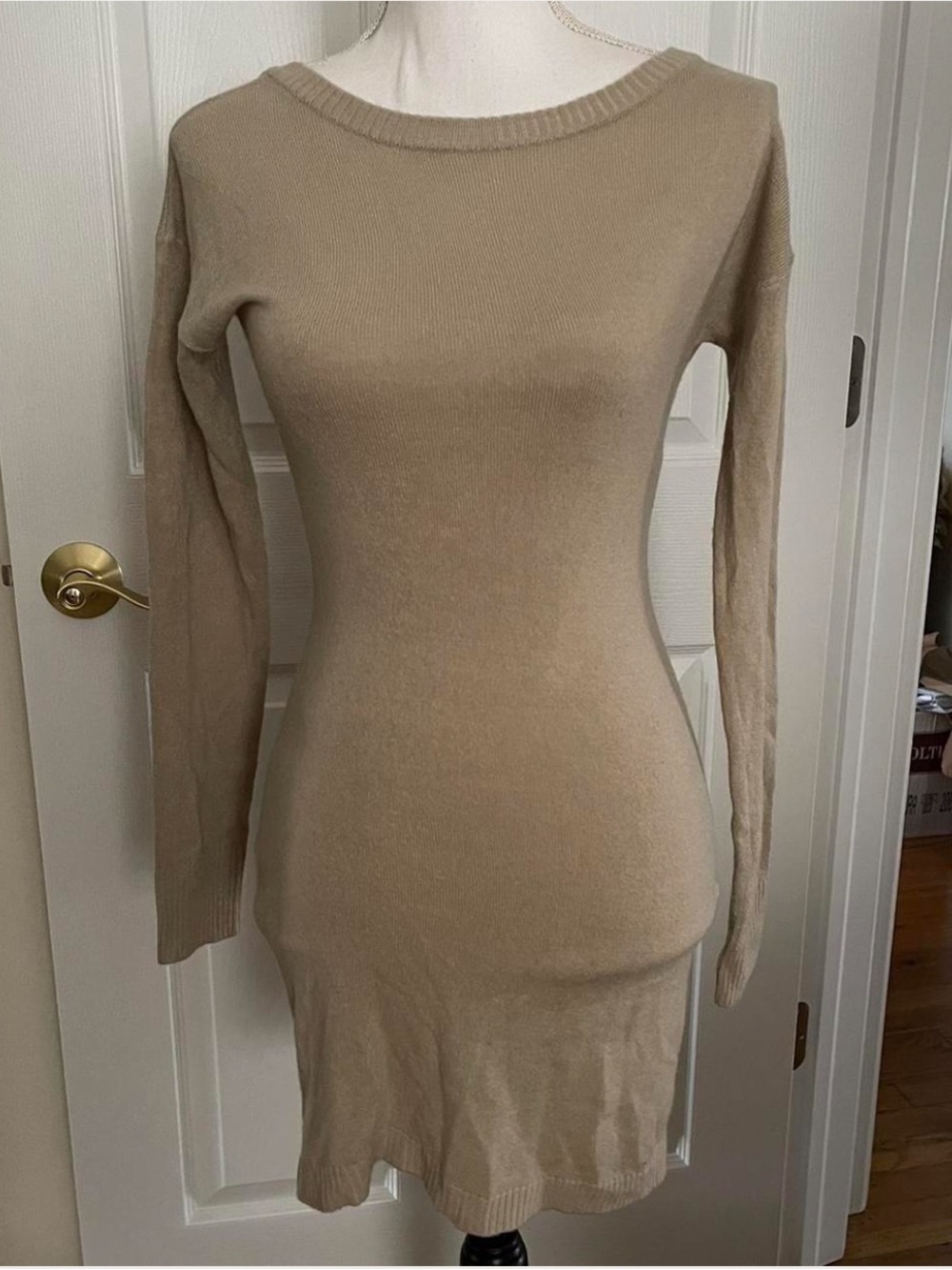 BCBGeneration Mini Sweater Dress in Tan